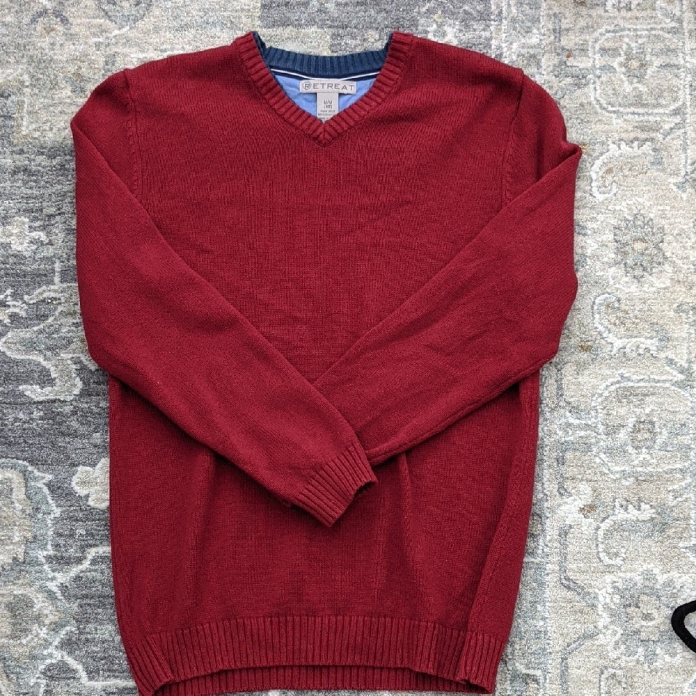 Men's Burgundy V-Neck Sweater